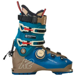 Bota de esquí K2 Mindbender 120 BOA vista lateral mostrando el sistema BOA® Fit, diseño técnico híbrido y carcasa Powerlite Shell.