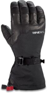 Guante de esquí Dakine Phoenix GORE‑TEX negro, vista frontal con piel de cabra y ajuste de puño.