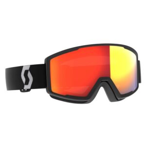 Máscara Scott Factor Pro Light Sensitive Mineral Black/White vista diagonal con lente AMP LS Red Chrome S2-3