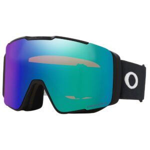 Vista lateral de la Oakley Line Miner Pro Matte Black con perfil bajo y correa elástica.