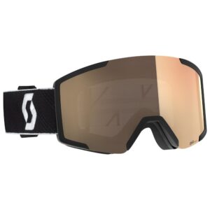 Máscara Scott Shield LS Black-White vista diagonal con lente Light Sensitive Bronze Chrome S1-3