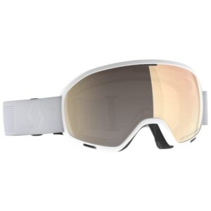 Máscara Scott Unlimited II OTG LS Mineral White vista diagonal con lente Light Sensitive Bronze Chrome S1-3