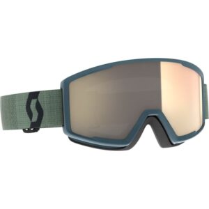 Máscara Scott Factor Pro Light Sensitive Soft Green-Black vista diagonal con lente LS Bronze Chrome S1-3
