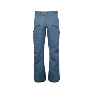Vista frontal del pantalón de esquí Black Diamond Recon Stretch en color midnight blue, mostrando su corte técnico y bolsillos con cremallera