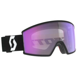 Máscara Scott Ambit Light Sensitive Mineral Black-White vista diagonal con lente LS Blue Chrome S2-