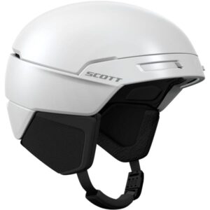 Vista lateral del casco SCOTT Flow Plus Pro MIPS White con detalle del sistema MIPS® Air y perfil ergonómico.