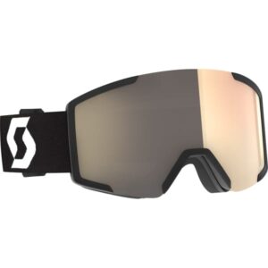 Máscara Scott Shield LS Mineral Black/White vista diagonal con lente Light Sensitive Bronze Chrome S1-3