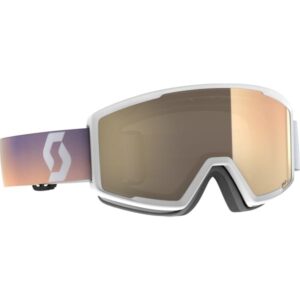Máscara Scott Factor Pro LS White-Soft Pink vista diagonal con lente Light Sensitive Bronze Chrome S1-3