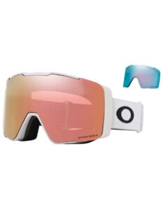 Máscara Oakley Line Miner Pro Matte White – vista frontal con lente Prizm Sapphire Iridium