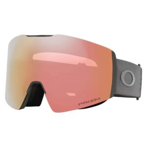 Vista frontal de la máscara Oakley Flight Deck L Forged Iron con lente Prizm Rose Gold.