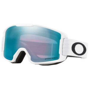 Vista frontal de la Oakley Line Miner S en color blanco mate con lente Prizm Sapphire Iridium.