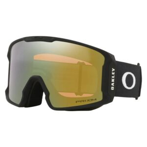 Vista frontal de la máscara Oakley Line Miner L en color negro con lente Prizm Sage Gold.