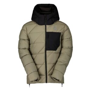 Vista frontal de la chaqueta Scott Insuloft Warm Dust Grey / Black con diseño técnico y aislamiento ligero