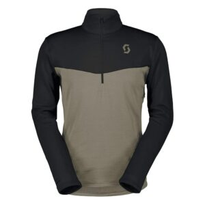 Vista frontal del térmico Scott Jersey Defined Light Dust Grey / Black con diseño técnico bicolor