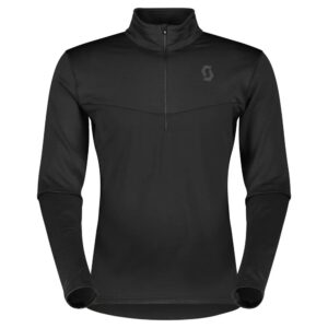 Vista frontal del térmico Scott Defined Light Jersey Black con diseño técnico y cremallera corta
