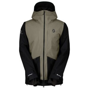 Vista frontal de la chaqueta Scott Vertic GORE-TEX 2L Dust Grey / Black con diseño técnico impermeable