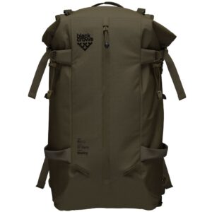 Mochila Black Crows Dorsa 27 Olive vista frontal con diseño técnico y logo Black Crows