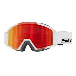 Mascara de esquí para niños Scott Shield Pro Junior White con lente red chrome